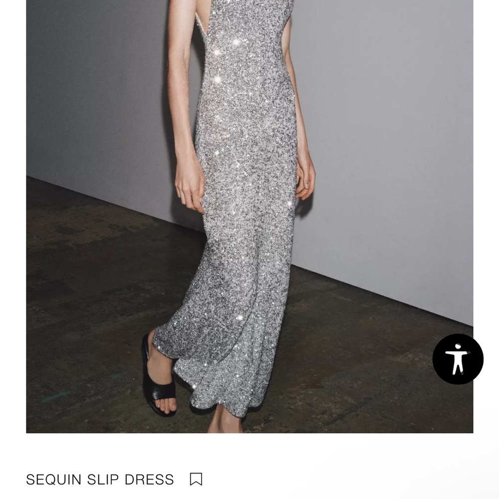 Silver Sequin Slip Dress